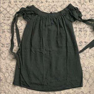 Dark Green Off Shoulder Tunic/Mini Dress